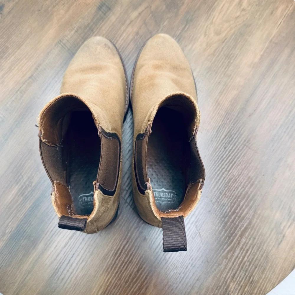 Thursday Boot Co. Rogue Chelsea Boots Suede Tan Brown Men's Size 10.5 Lug Sole